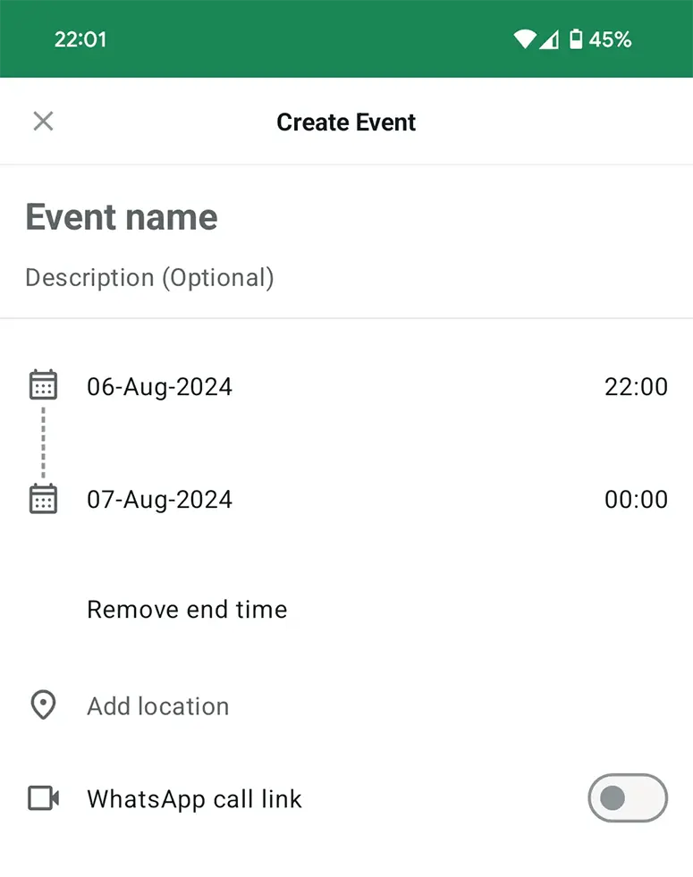 Whatsapp Community group chat event feature