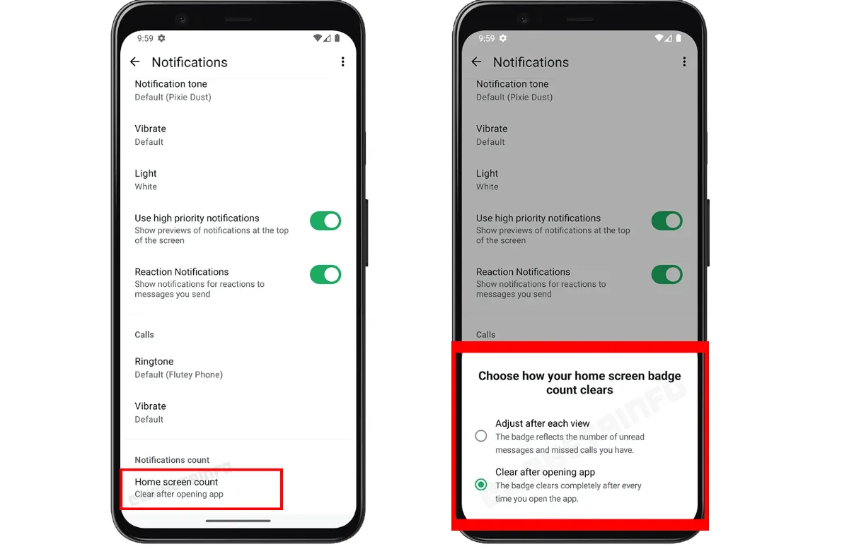 WhatsApp Home screen count