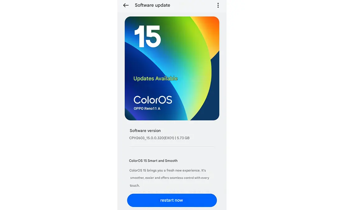 OPPO Reno11A ColorOS 15 update