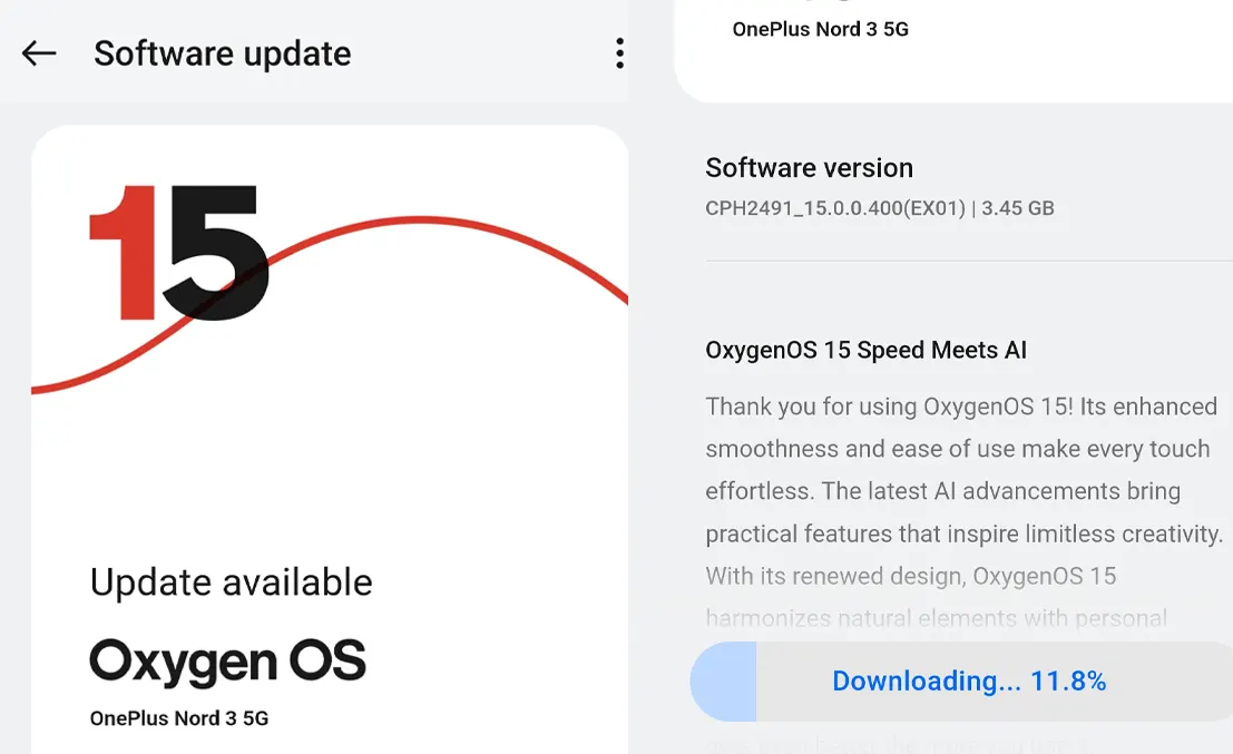 OnePlus Nord 3 OxygenOS 15 Stable Update