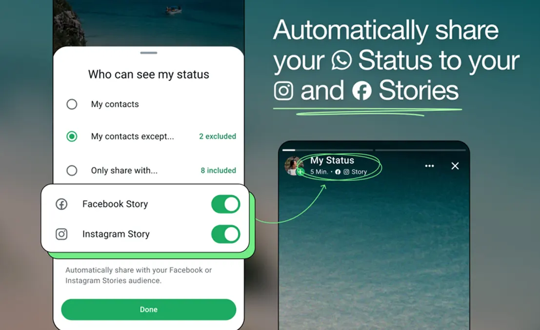 WhatsApp status share to instagram